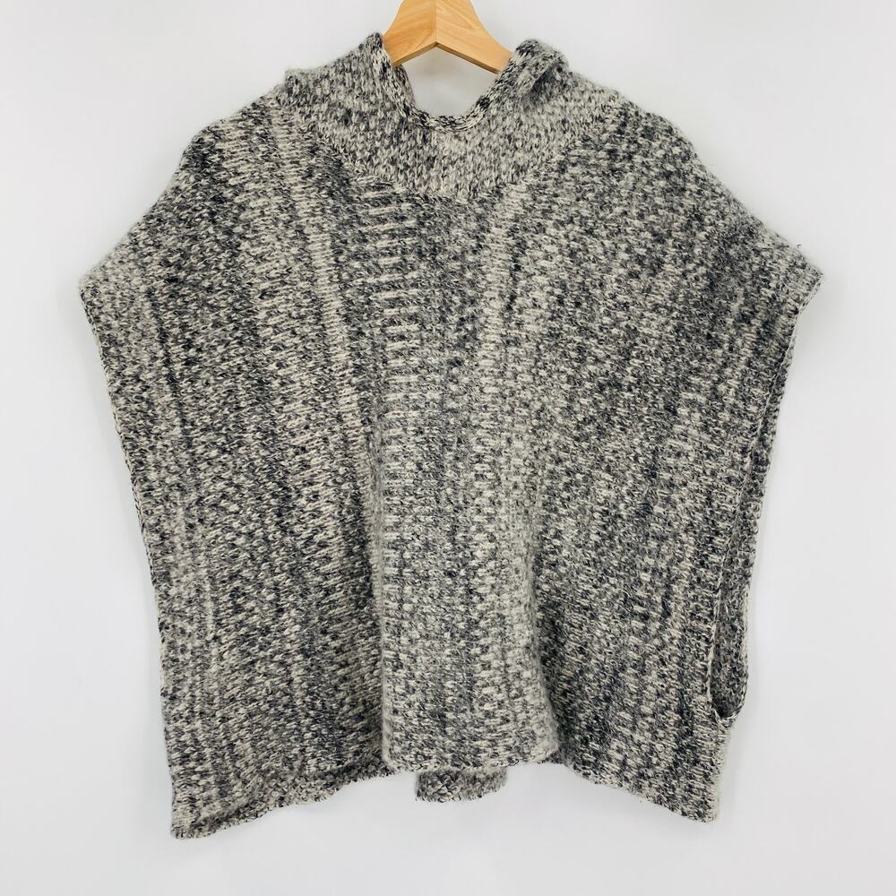 The Elder Statesman gray marled cashmere sleeveless hooded poncho sweater XS/S